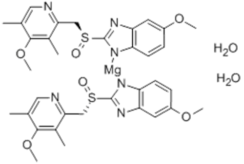 Magnesium,bis[6-methoxy-2-[(S)-[(4-methoxy-3,5-dimethyl-2-pyridinyl)methyl]sulfinyl-kO]-1H-benzimidazolato-kN3]-, hydrate (1:2),( 57355464, 57251209,T-4)- CAS 217087-10-0