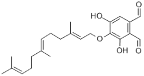 1,2-Benzenedicarboxaldehyde,3,5-dihydroxy-4-[[(2E,6E)-3,7,11-trimethyl-2,6,10-dodecatrienyl]oxy]- (9CI) CAS 14522-05-5