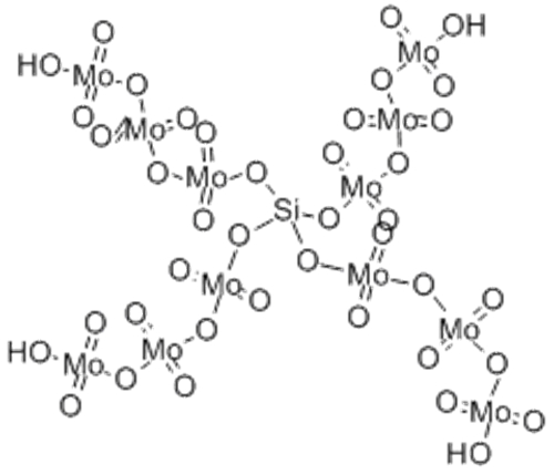 Molybdate(4-), [m12-[orthosilicato(4-)-kO:kO:kO:kO':kO':kO':kO'':kO'':kO'':kO''':kO''':kO''']]tetracosa-m-oxododecaoxododeca-, hydrogen (1:4) CAS 12027-12-2