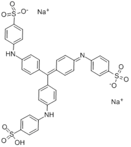 Benzenesulfonic acid,[[4-[bis[4-[(sulfophenyl)amino]phenyl]methylene]-2,5-cyclohexadien-1-ylidene]amino]-,sodium salt (1:2) CAS 28983-56-4