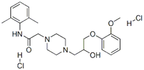 1-Piperazineacetamide,N-(2,6-dimethylphenyl)-4-[2-hydroxy-3-(2-methoxyphenoxy)propyl]-, hydrochloride(1:2) CAS 95635-56-6