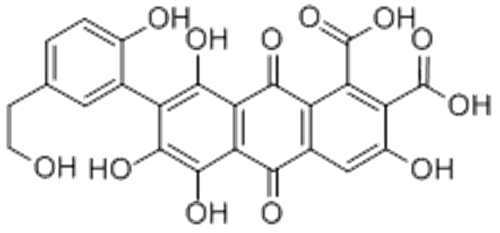 1,2-Anthracenedicarboxylicacid,9,10-dihydro-3,5,6,8-tetrahydroxy-7-[2-hydroxy-5-(2-hydroxyethyl)phenyl]-9,10-dioxo CAS 17249-00-2