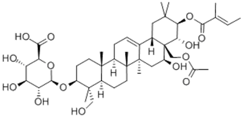 b-D-Glucopyranosiduronic acid,( 57358497, 57279098,3b,4a,16b,21b,22a)-28-(acetyloxy)-16,22,23-trihydroxy-21-[[(2E)-2-methyl-1-oxo-2-buten-1-yl]oxy]olean-12-en-3-yl CAS 122168-40-5