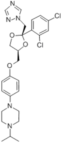 Piperazine,1-[4-[[(2R,4S)-2-(2,4-dichlorophenyl)-2-(1H-1,2,4-triazol-1-ylmethyl)-1,3-dioxolan-4-yl]methoxy]phenyl]-4-(1-methylethyl)-,rel- CAS 67915-31-5