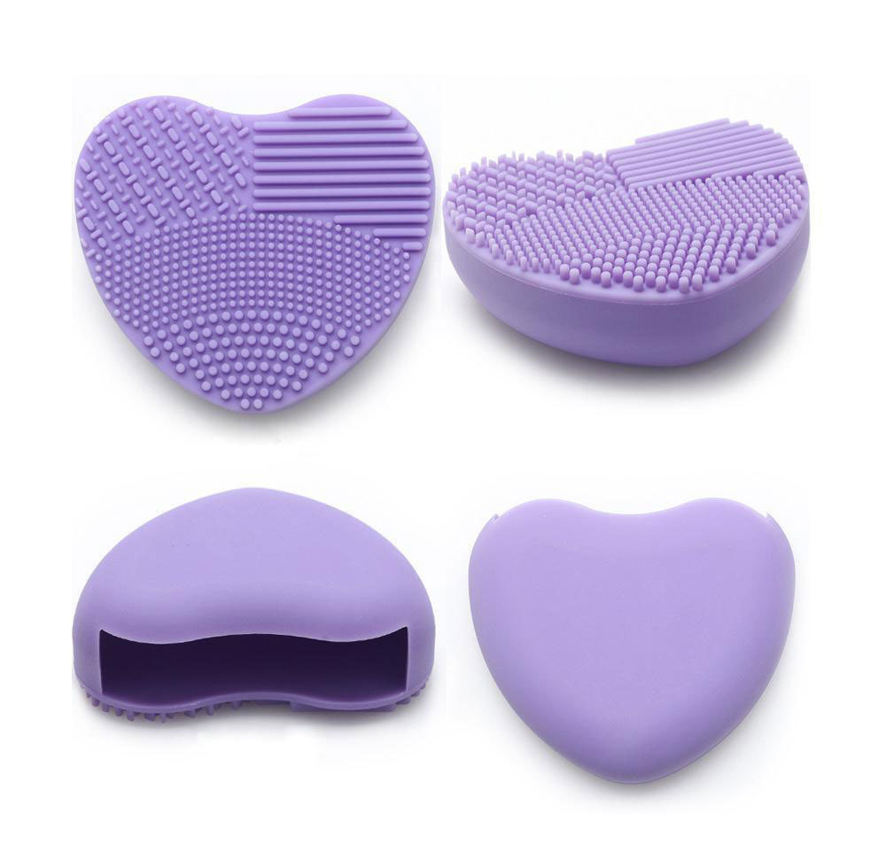 brush egg heart shape silicone makeup brush cleaner
